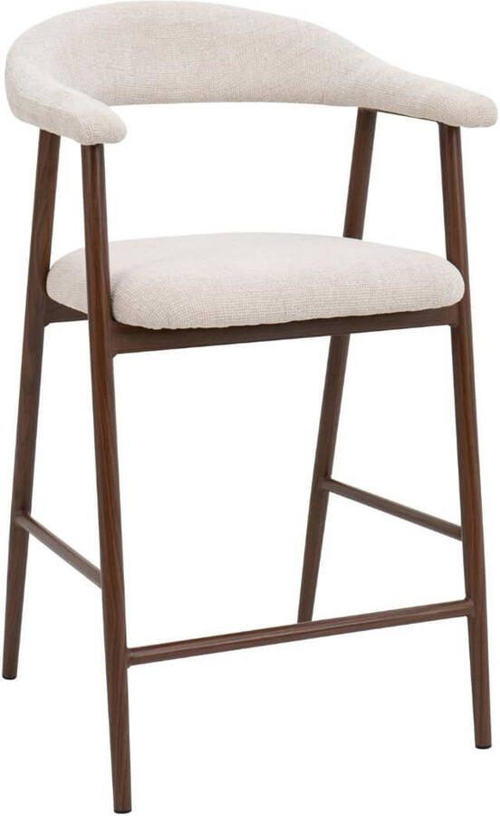 Giga Meubel Barkruk Mila Beige Stof Walnoot Zithoogte 75cm Set van 2