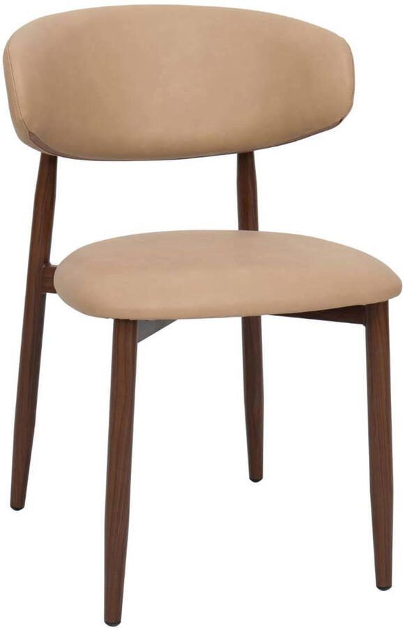 Giga Meubel Eetkamerstoel Alexia Beige Walnoot PU Leer Set van 2