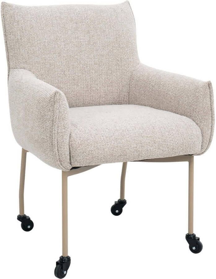 Giga Meubel Eetkamerstoel Arboga Taupe Beige Incl. Wielen Set van 2