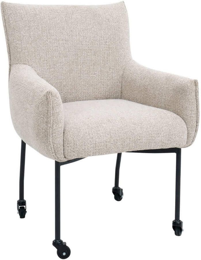 Giga Meubel Eetkamerstoel Arboga Taupe Zwart Incl. Wielen Set van 2
