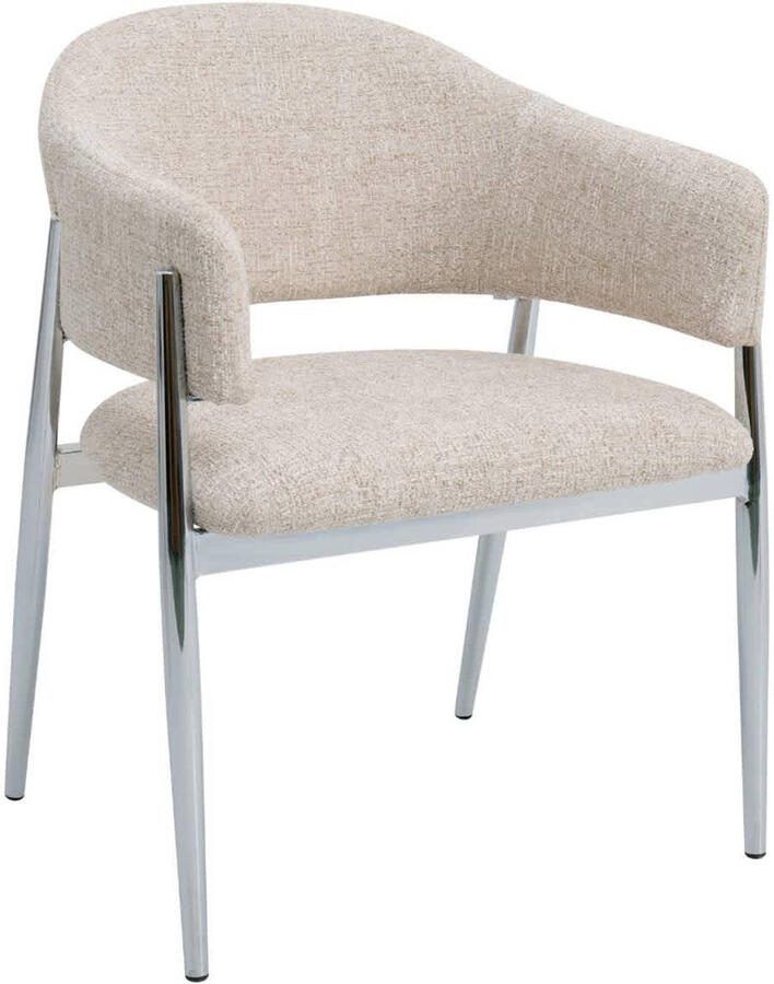Giga Meubel Eetkamerstoel Dénia Beige Chrome Stof Set van 2