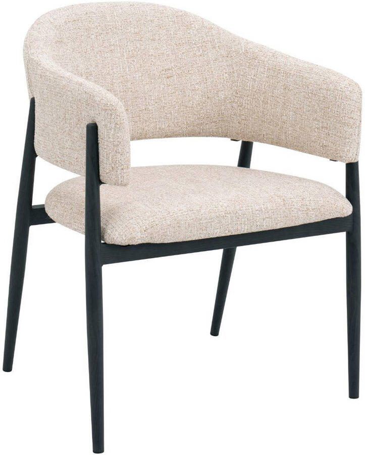 Giga Meubel Eetkamerstoel Dénia Beige Zwart Stof Set van 2