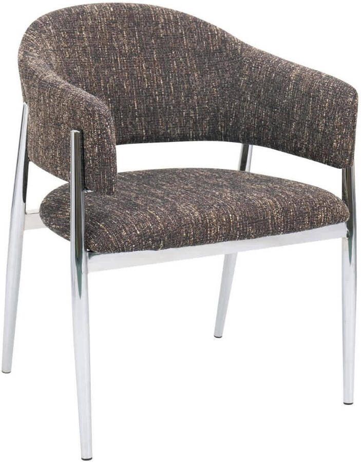 Giga Meubel Eetkamerstoel Dénia Donkerbruin Chrome Set van 2