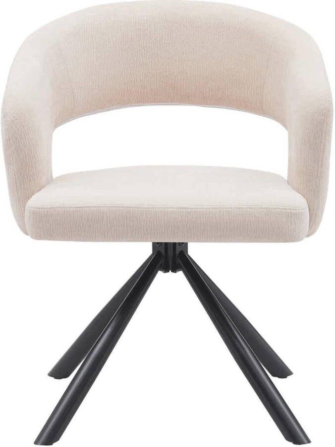 DÉJA Living Eetkamerstoel Beige Draaibaar Stof Elle Set van 2