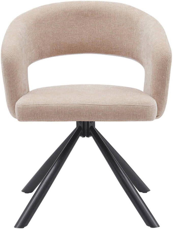 DÉJA Living Eetkamerstoel Taupe Draaibaar Stof Elle Set van 2