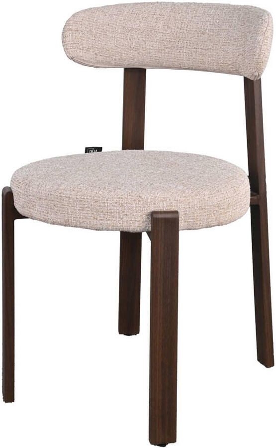 Giga Meubel Eetkamerstoel Lagan Beige Walnoot Stof Set van 2