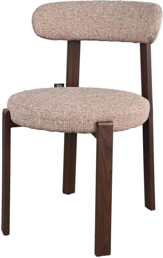 Giga Meubel Eetkamerstoel Lagan Taupe Walnoot Stof Set van 2