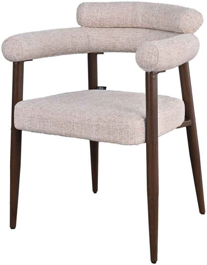 Giga Meubel Eetkamerstoel Lidingö Beige Walnoot Stof Set van 2