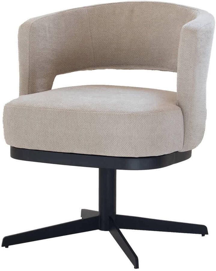 DÉJA Living Eetkamerstoel Taupe Design Stof|Metaal Louis Set van 2