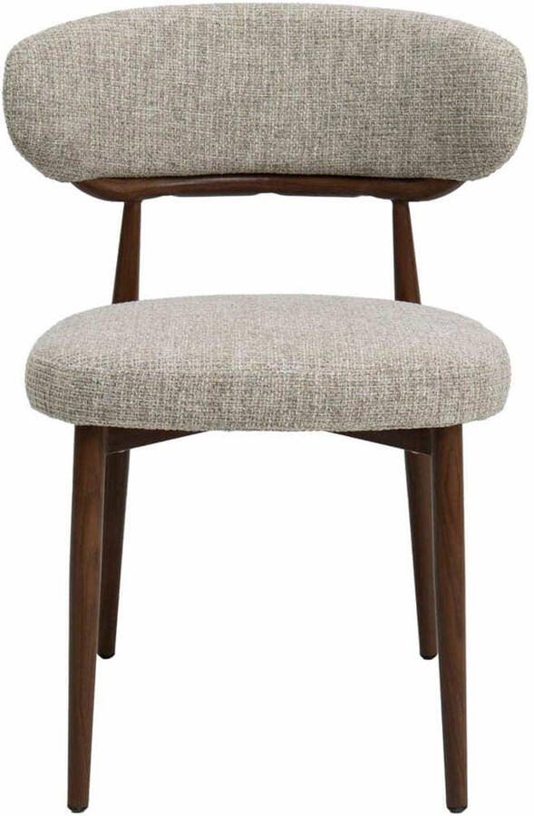 Giga Meubel Eetkamerstoel Milan Beige Walnoot Stof Set van 2