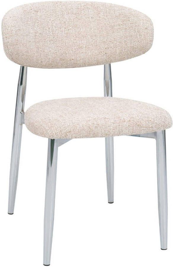 Giga Meubel Eetkamerstoel Skara Beige Chrome Set van 2