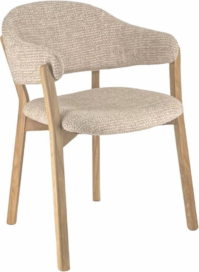 Giga Meubel Eetkamerstoel Uppsala Taupe Naturel Stof Set van 2