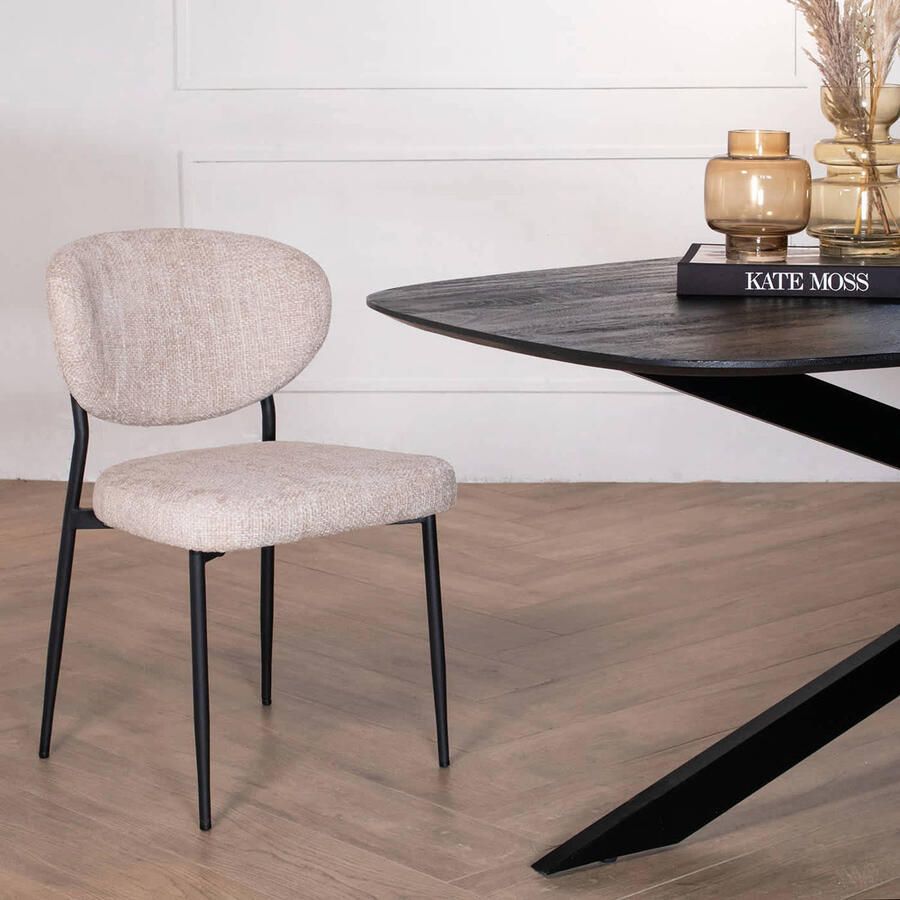 Giga Meubel Eetkamerstoel Stof Beige Zithoogte 49cm 57x48x80cm Vajèn - Foto 2