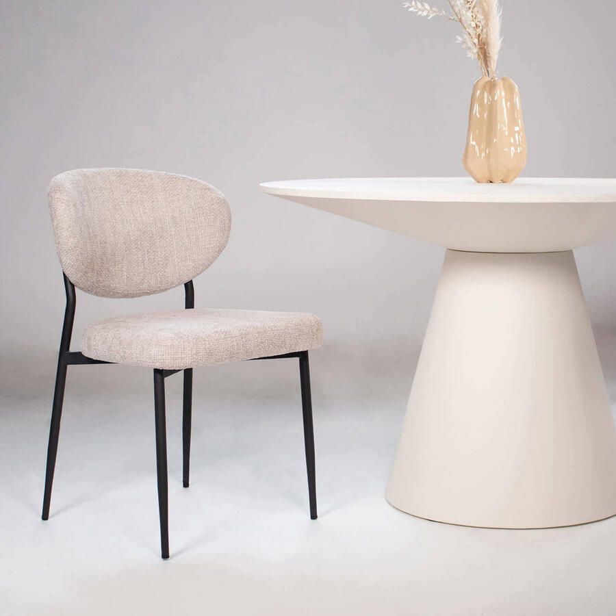 Giga Meubel Eetkamerstoel Stof Beige Zithoogte 49cm 57x48x80cm Vajèn - Foto 3