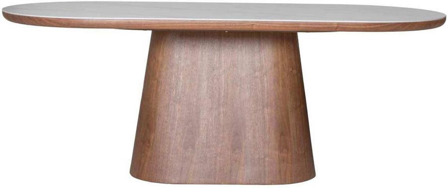 Giga Meubel Eettafel Alba Wit Keramiek Walnoot 200x90x77cm