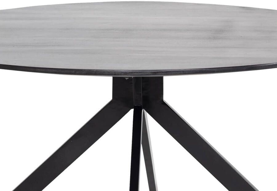 Giga Meubel Eettafel Rond 130cm Zwart Mangohout & Metaal Tafel Batti - Foto 3