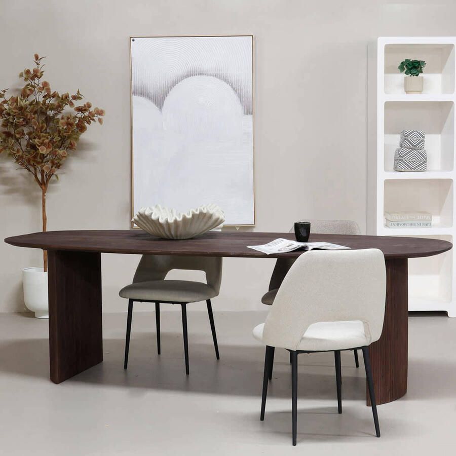 Giga Meubel Eettafel Deens Ovaal 300cm Donkerbruin Mangohout Feline - Foto 3
