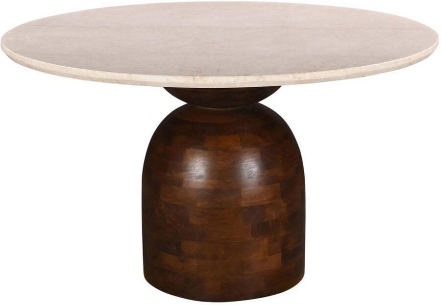Giga Meubel Eettafel Miro Rond Marmer Hout Donkerbruin 130x130x75cm