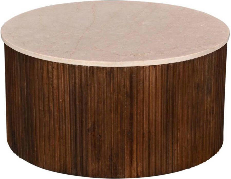 Giga Meubel Salontafel Davi Rond Donkerbruin Marmer Ø70cm