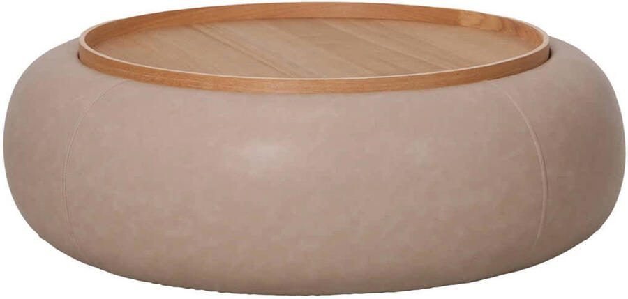 Giga Meubel Salontafel Draby Taupe Naturel Met Opbergruimte Ø102cm