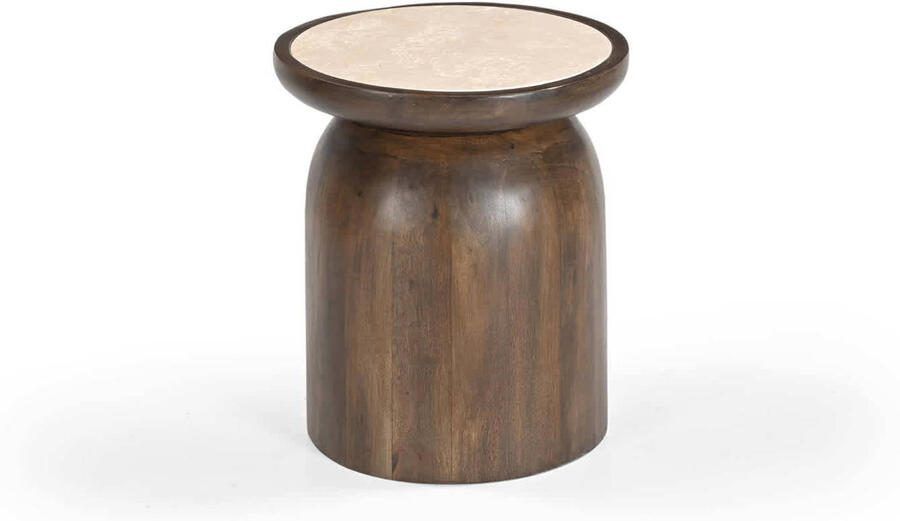Giga Meubel Salontafel Rond Ø38cm Bruin Marmer Kaja