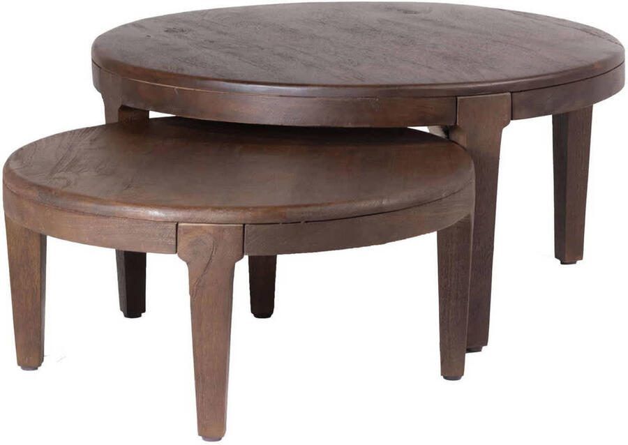Giga Meubel Salontafel Rond Bruin Set van 2 Salontafel Mio - Foto 2