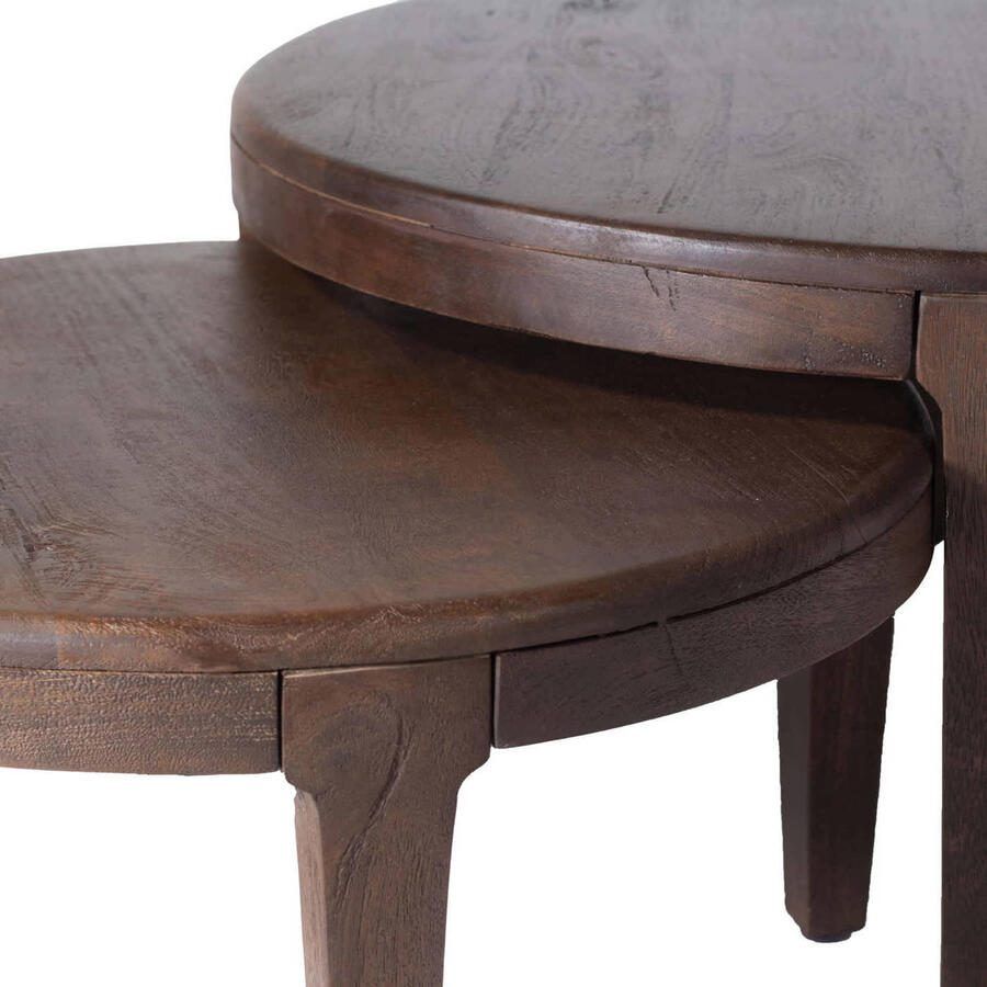 Giga Meubel Salontafel Rond Bruin Set van 2 Salontafel Mio - Foto 3