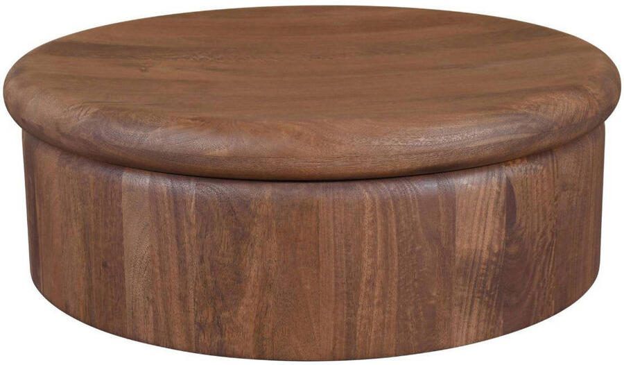Giga Meubel Salontafel Rota Rond Donkerbruin Mangohout 90x90x31cm