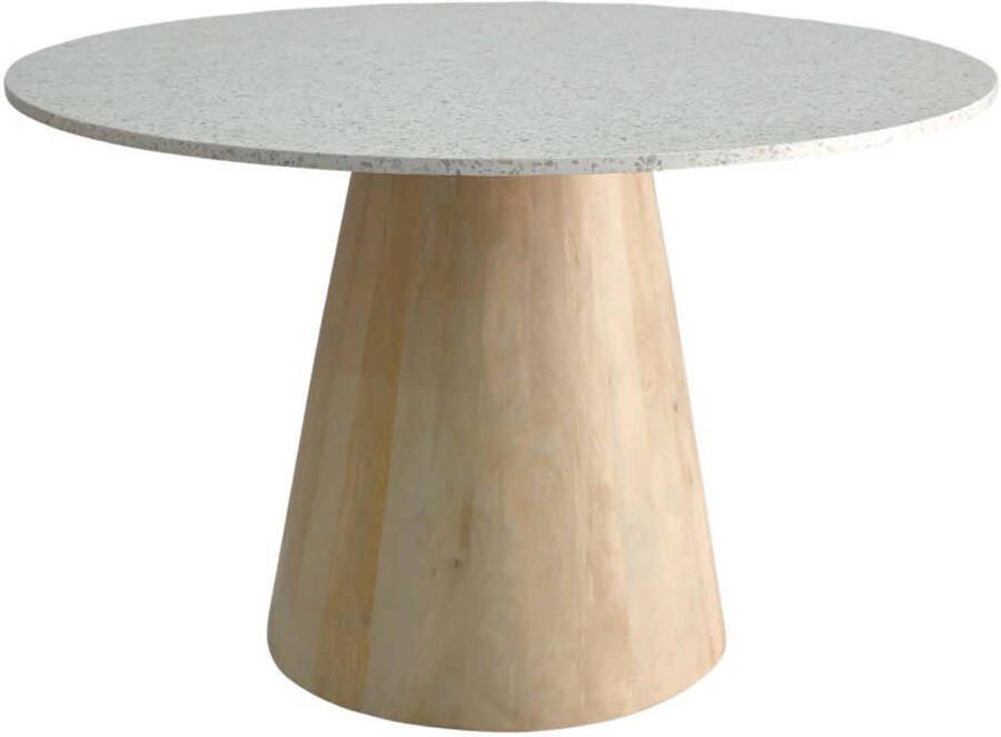 Giga Meubel Salontafel Sara Rond Terrazzo Hout Naturel 55x55x38cm