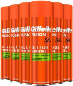 Gillette Fusion scheergel met amandelolie voor de gevoelige huid 6 x 200 ml voordeelverpakking
