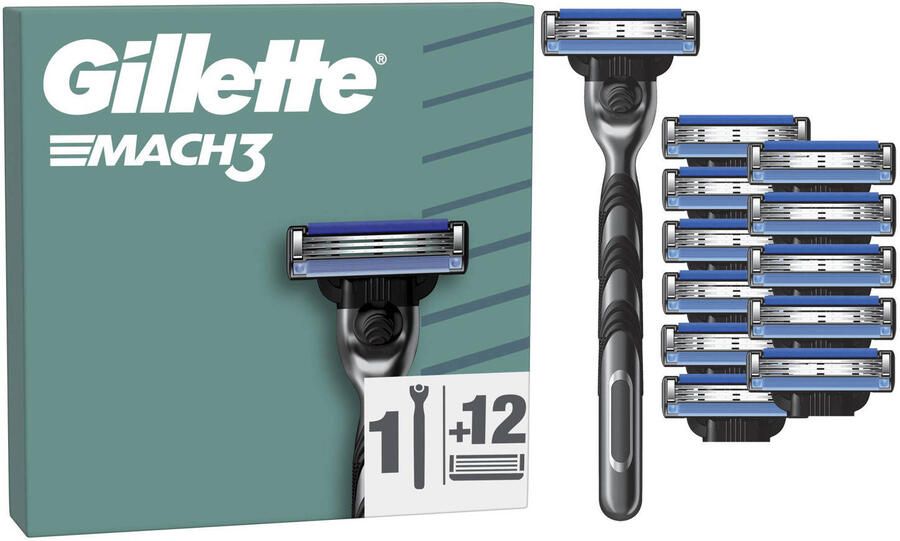 Gillette Mach 3 1 Scheermes Voor Mannen 12 Scheermesjes Brievenbusverpakking - Foto 4