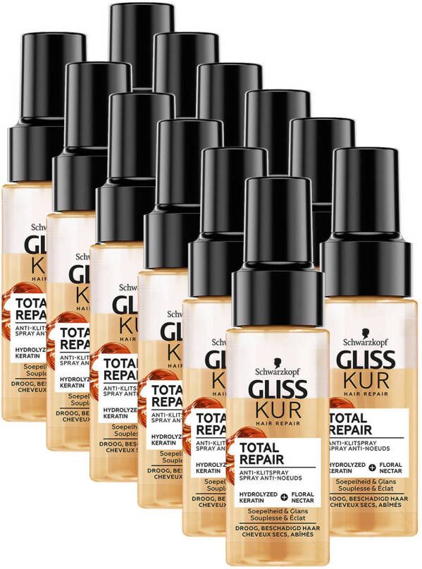 Gliss Kur Total repair Anti-Klit Spray Total Repair mini 12 x 50 ml voordeelverpakking