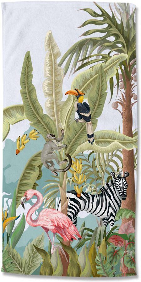 Good Morning Kinder Strandlaken Velours Jungle Party 75x150cm multi