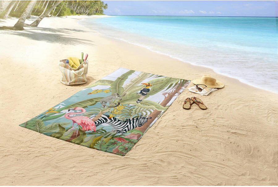 Good Morning Kinder Strandlaken Velours Jungle Party 75x150cm multi - Foto 2