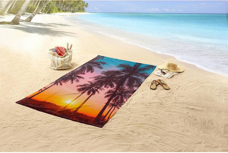 Good morning Strandlaken BORA Microvezel 100x180 Sneldrogend Zomer Strand Palm (1 stuk)