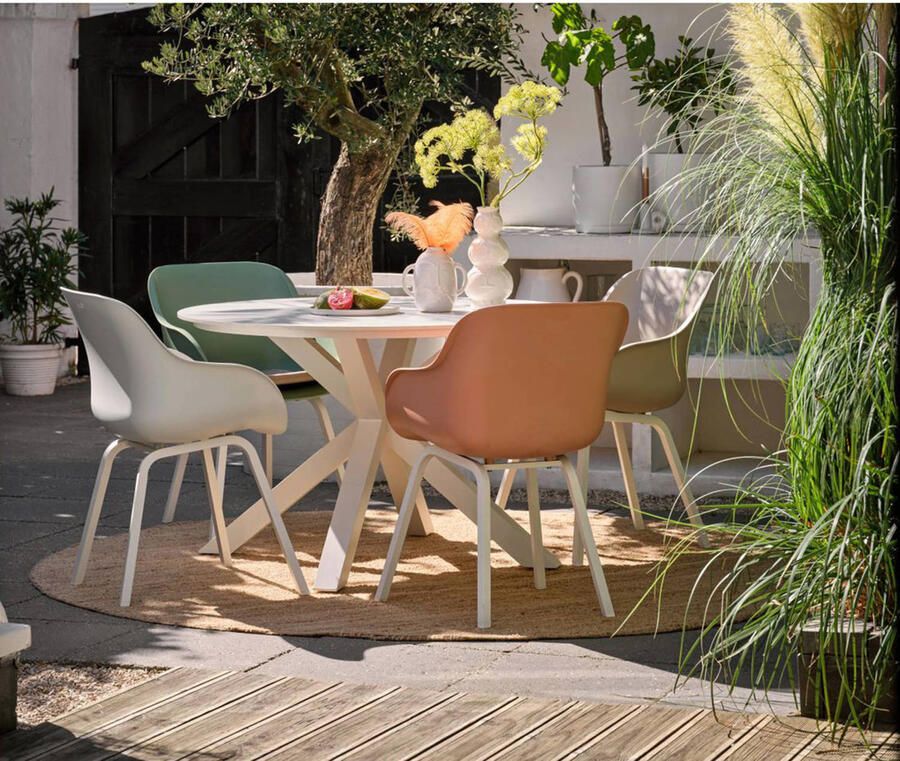 Hartman Xander tuintafel 120 cm rond wit frame ceramic blad