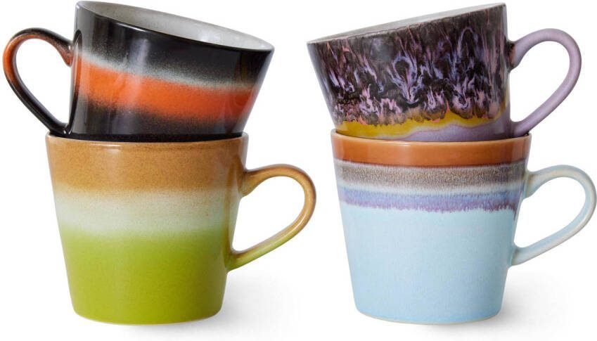 HKLIVING cappuccinomok 70s (Ø9 5 cm) (300 ml) (set van 4)