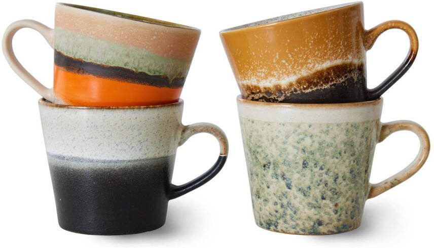 HKLIVING cappuccinomok 70s (Ø9 5 cm) (300 ml) (set van 4)