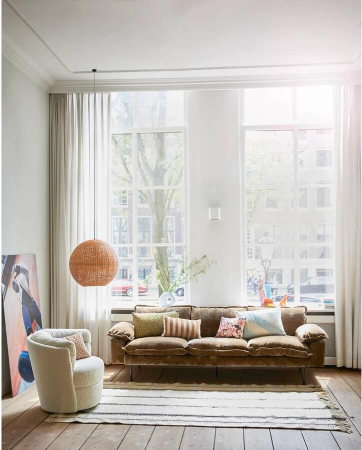 HKLIVING 3-zits Bank Retro 225cm Corduroy Velvet Aged Gold - Foto 4