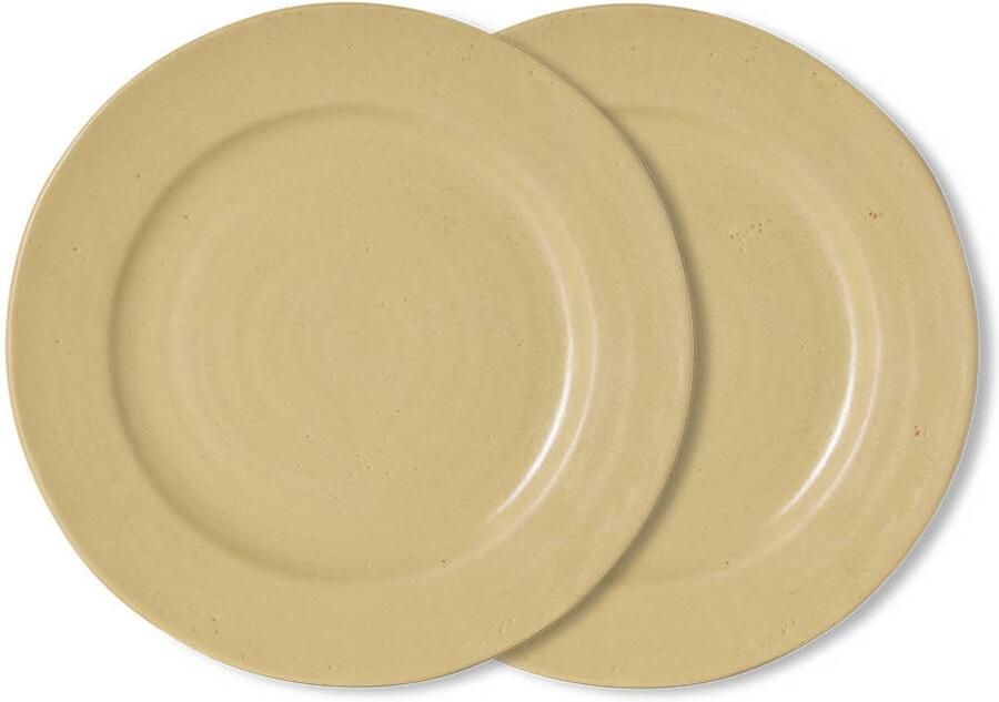 HKLIVING aardewerken dinerborden Farmhouse ceramics Ø26.5 cm crème (set van 2)