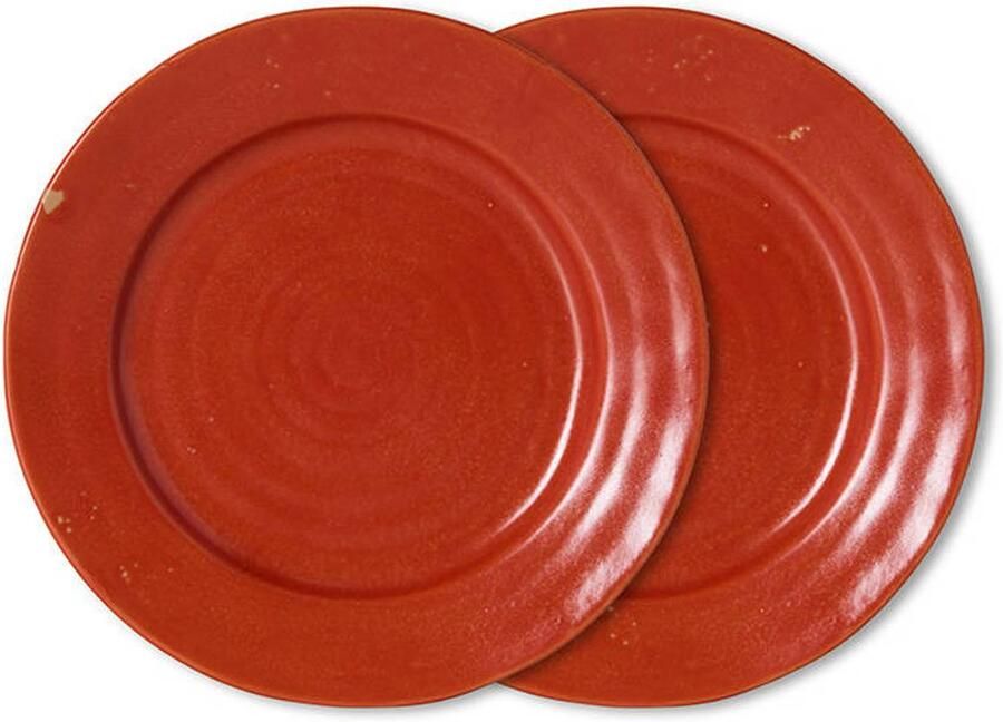 HKLIVING aardewerken ontbijtborden Farmhouse ceramics Ø22 cm rood (set van 2)