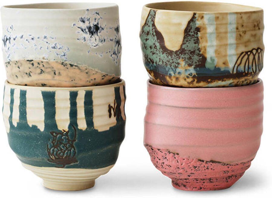 HKLIVING Artist ceramics kopje (Ø8 cm) (set van 4)
