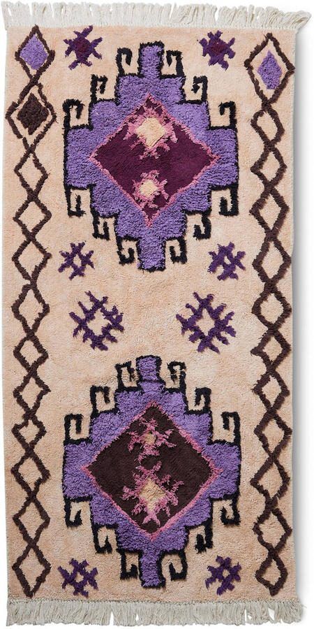 HKLIVING Badmat Bohemian Katoen 90 x 175cm Paars
