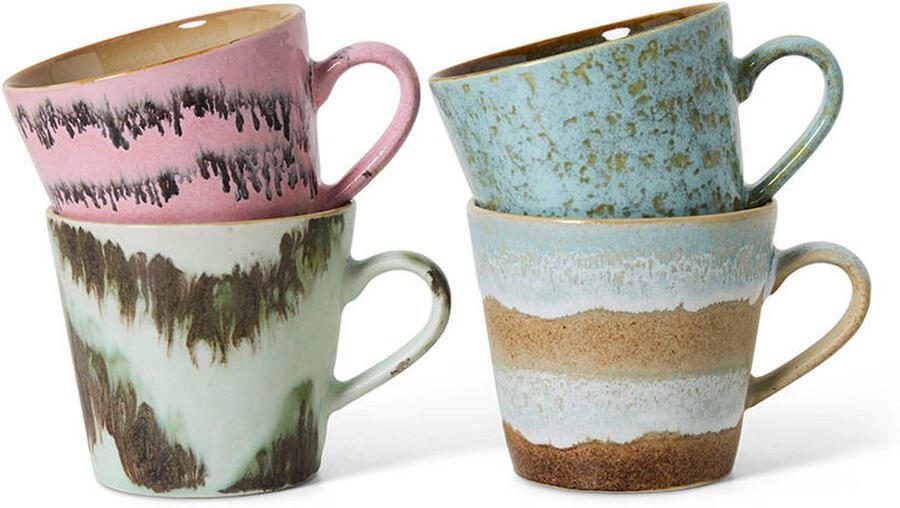 HKLIVING cappuccinomok 70s (Ø9 5 cm) (300 ml) (set van 4)