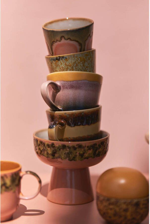 HKLIVING cappuccinomok 70s (Ø9 5 cm) (300 ml) (set van 4)