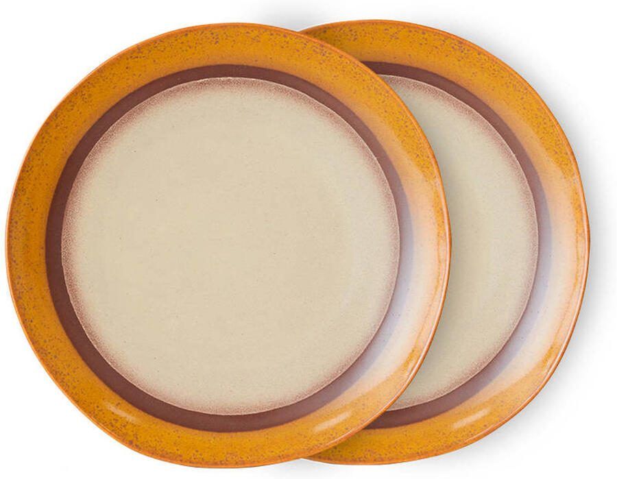 HKLIVING 70's Dinerbord Ø 29 cm Set van 2 Coconut