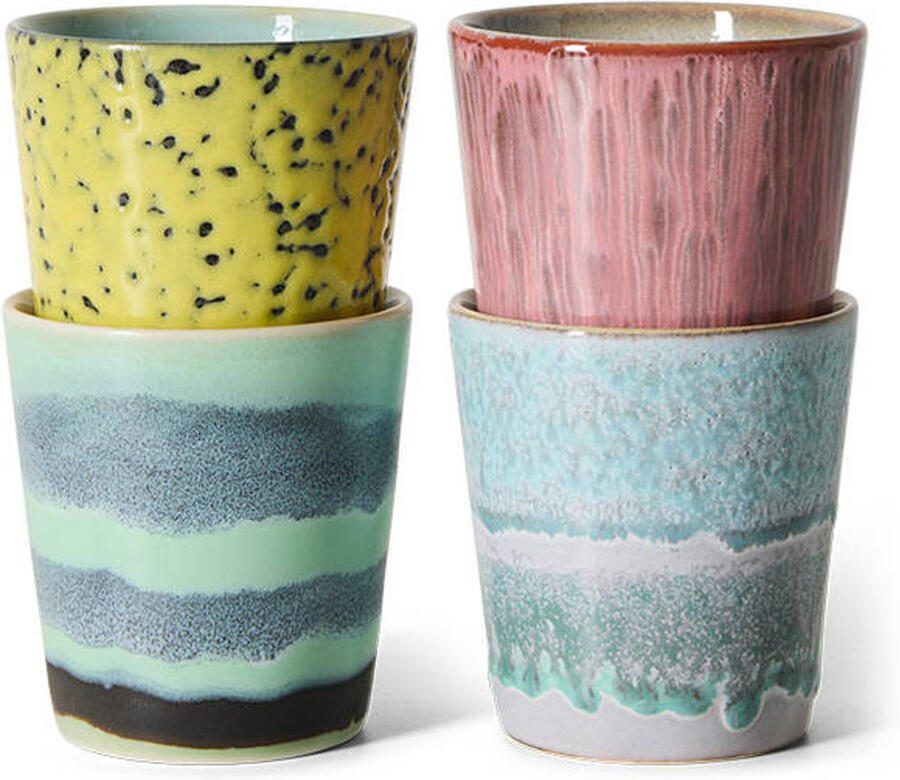 HKLIVING koffiekopje 70s (Ø7 5 cm) (180 ml) (set van 4)