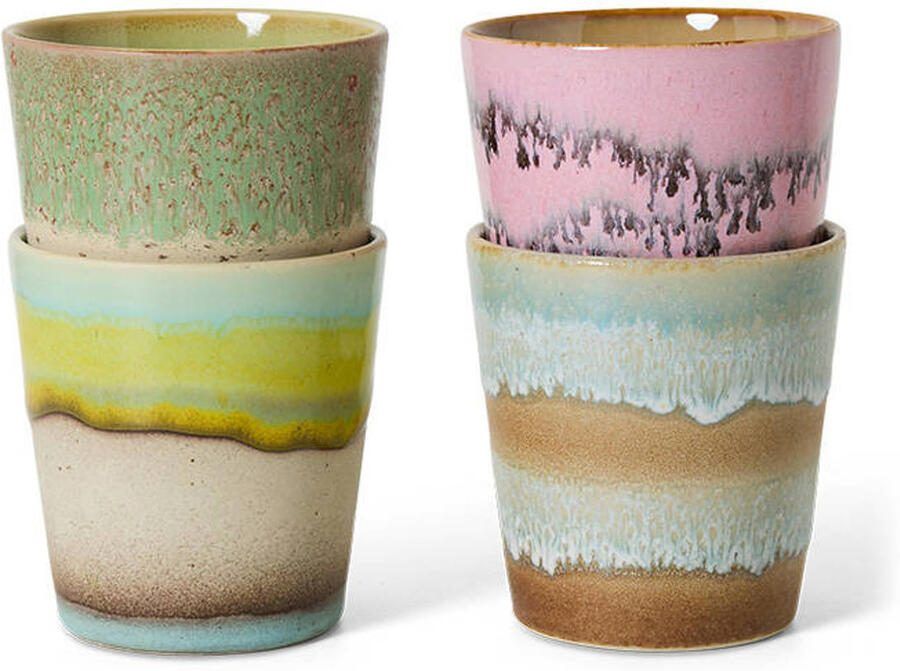 HKLIVING koffiekopje 70s (Ø7 5 cm) (180 ml) (set van 4)