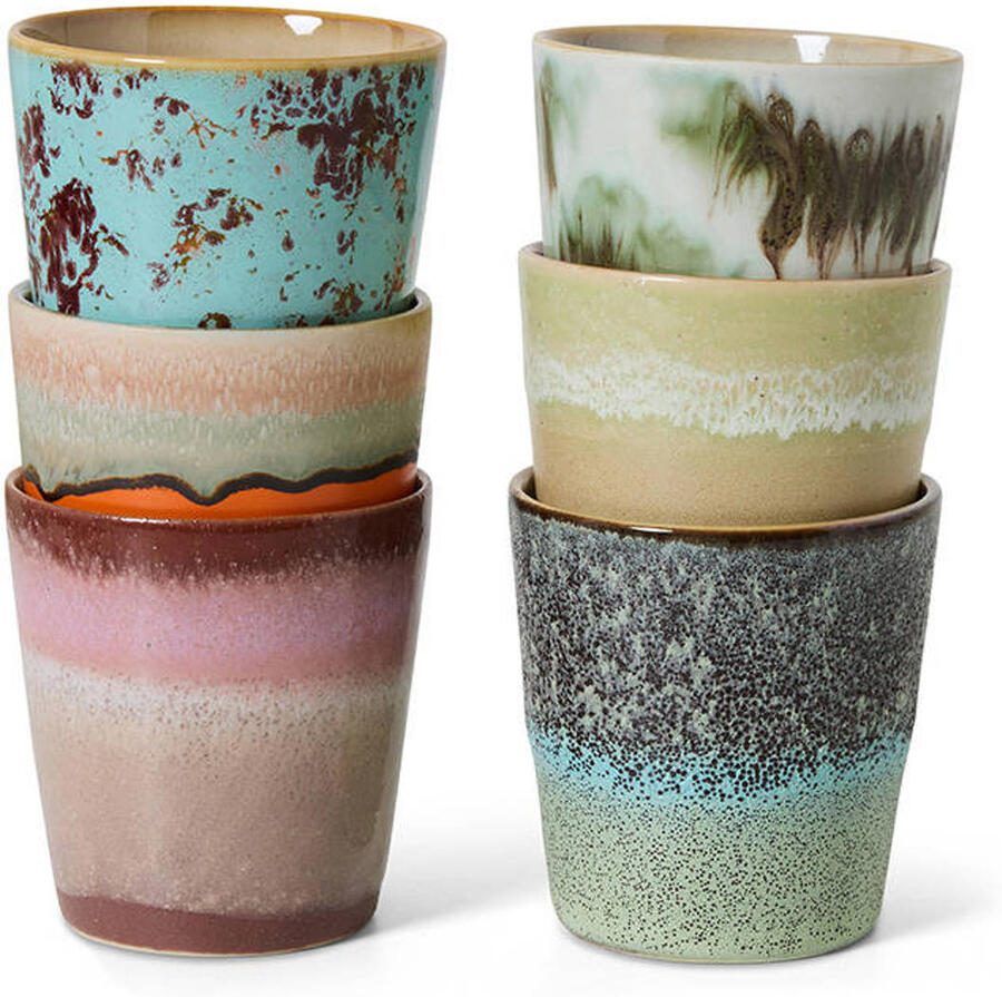 HKLIVING koffiekopje 70s (Ø7 5 cm) (180 ml) (set van 6)