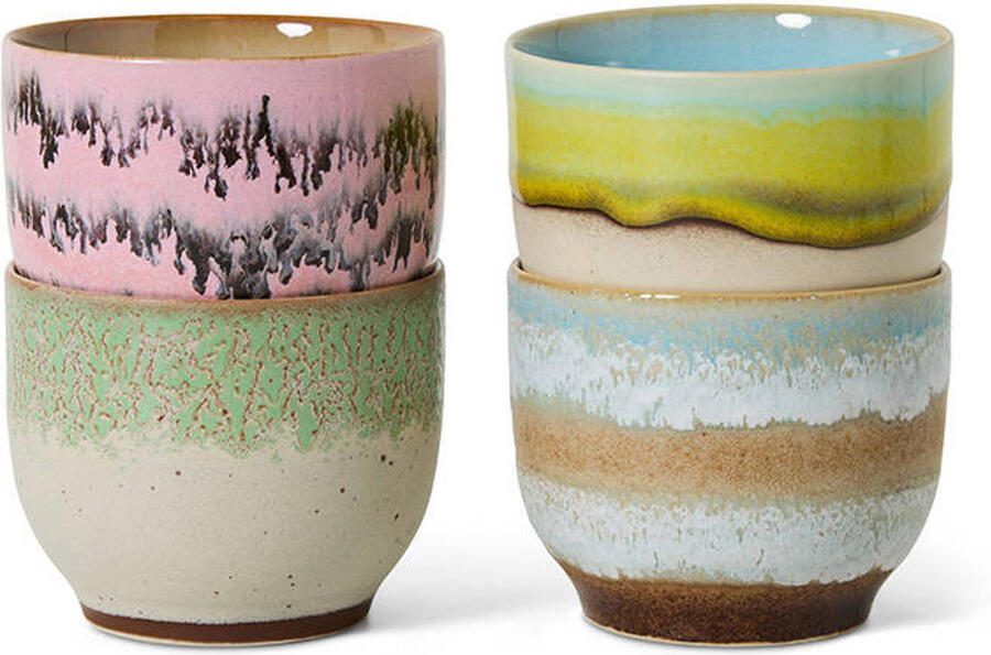 HKLIVING koffiekopje 70s (Ø8 cm) (200 ml) (set van 4)